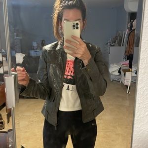 Grey leather jacket size m